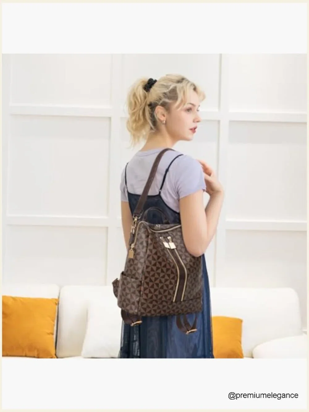 Large Fashion Designer Travel Backpack Purse Anti-Theft Laptop Bag